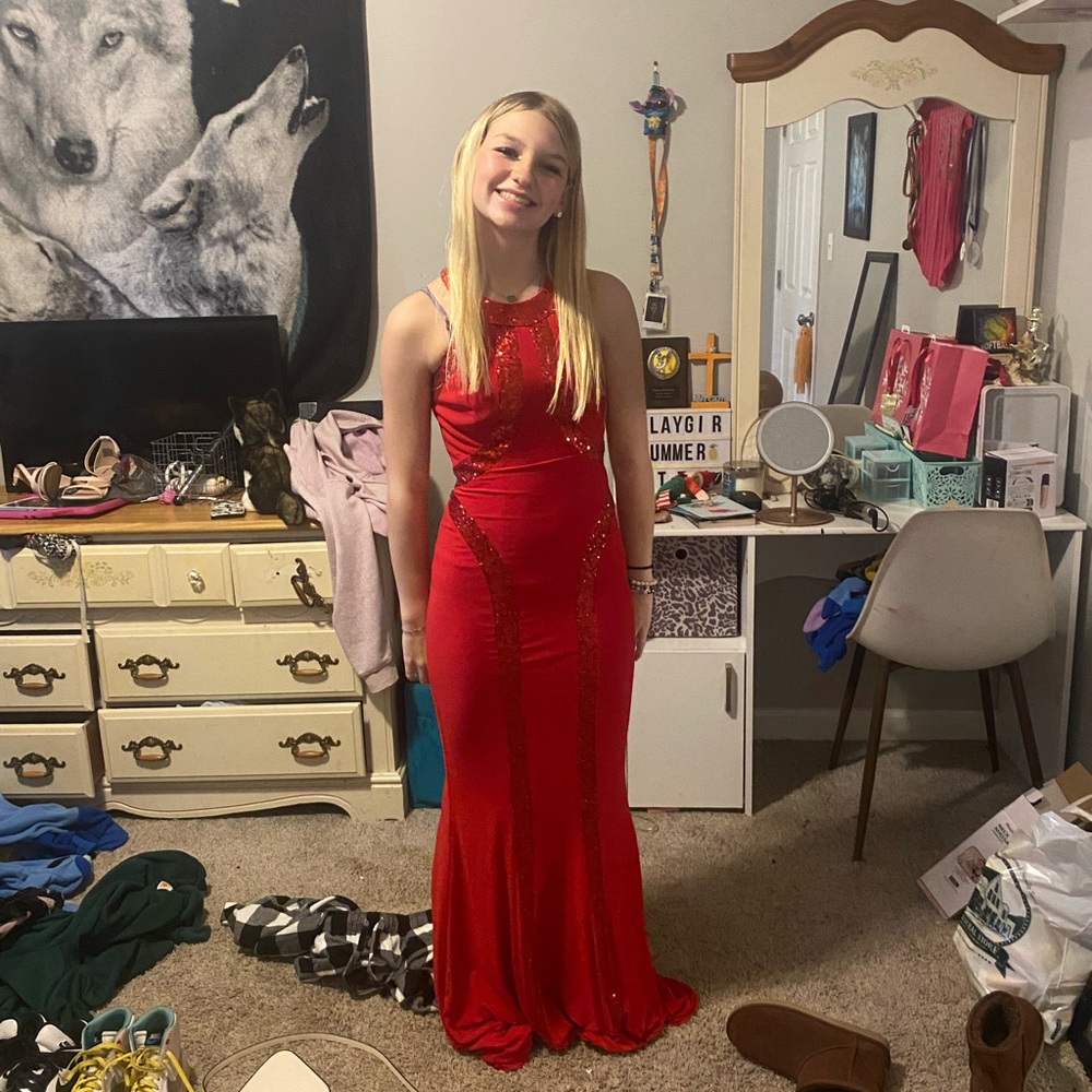 Elegant Red Evening Gown pageant dress